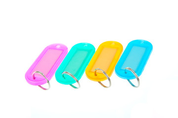 Colorful key labels isolated on white background