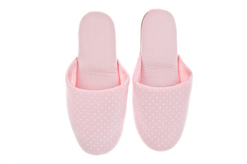 Pink slippers isolated on white background