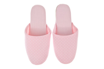 Pink slippers isolated on white background