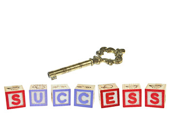 Wording SUCCESS from letter blocks