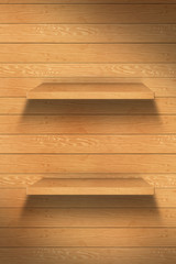 Empty wood shelf.