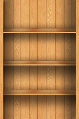 Empty wood shelf.