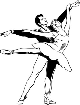 sketch ballet pair in a dancing pose