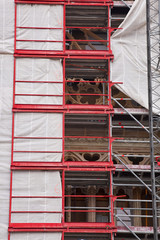 Scaffolding covering the side of saint Gatien cathedral