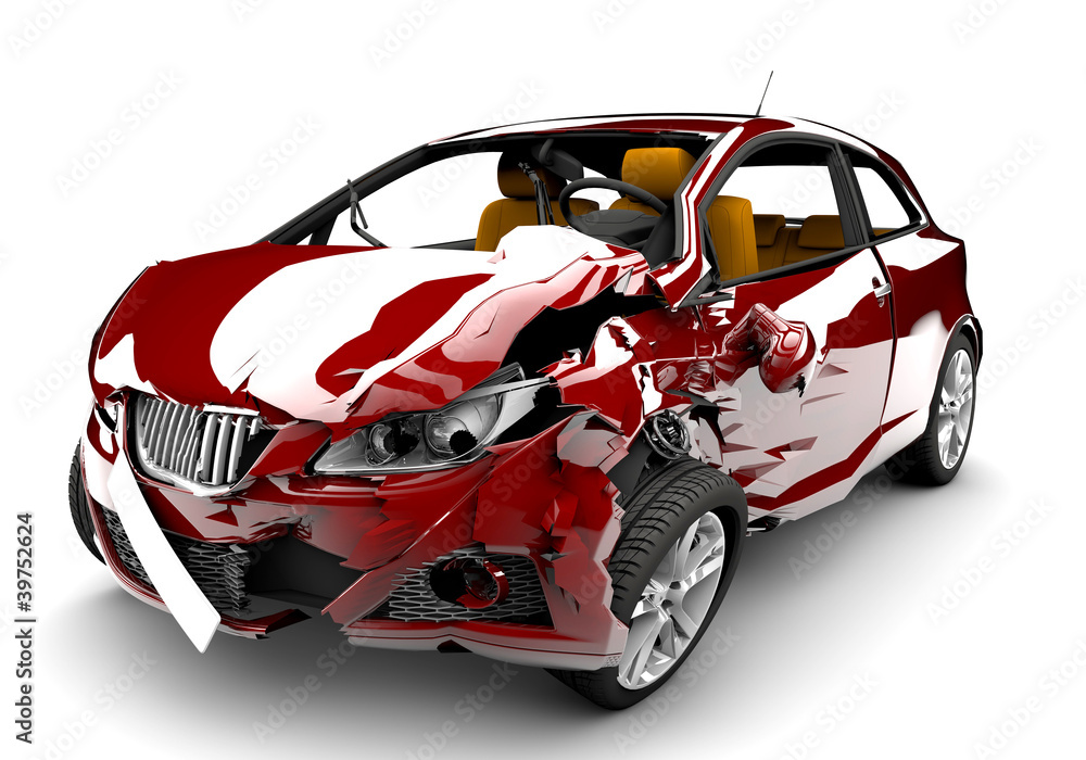 Wall mural Red car accident