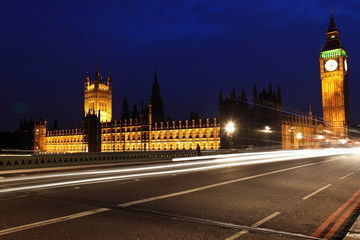 Fototapeta na wymiar Big Ben and the House of Parliament at night, London, UK