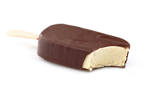 ice cream covered with chocolate