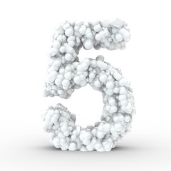 Texteffekt Molek&uuml;le weiss Zahl 5