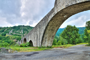 Fototapeta premium Hunchback Bridge. Bobbio. Emilia-Romagna. Italy.