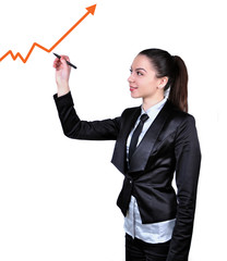 business woman drawing a graph of success