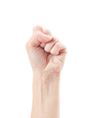 Fist. Gesture of the hand on white background.