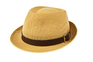 Beautiful traditional Panama hat isolated on white background
