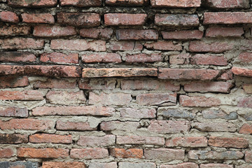 Old bricks wall in a temple in Thailand