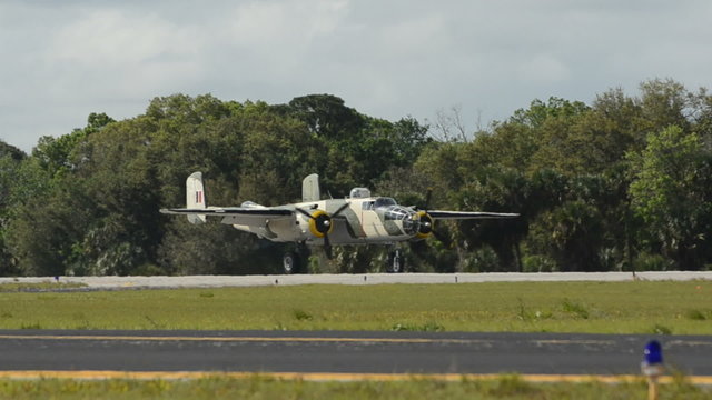 World War II era bomber in desert colors