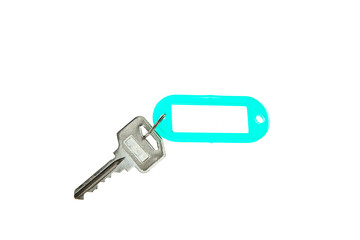 Key with blank label isolated on white background