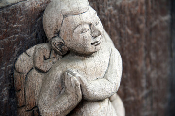 Myanmar wood sculpture detail