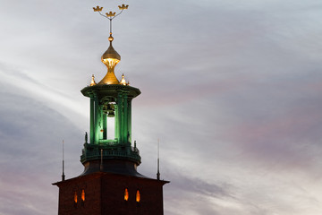 Fototapeta na wymiar Stockholm city-hall tower.