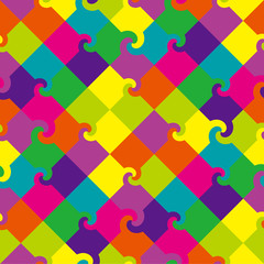 Multicolor swirl squares pattern