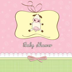 new baby girl shower card with cow