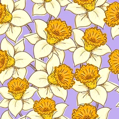 Fototapeten Seamless pattern with daffodil © Elena Terletskaia