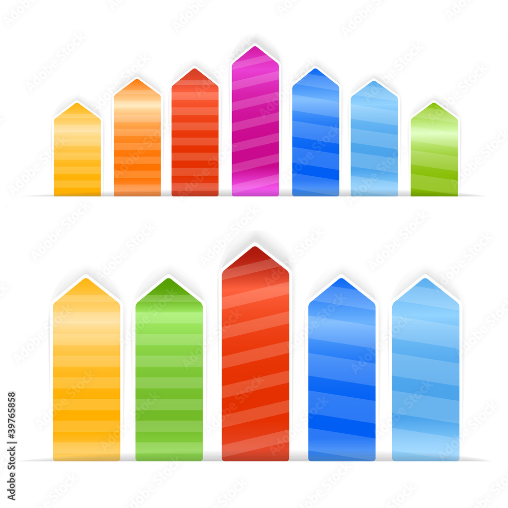 Poster different size color arrow stickers with stripes