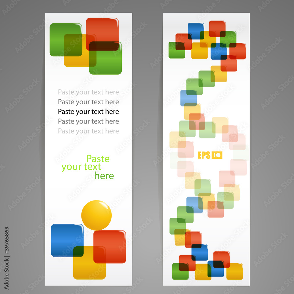 Poster Set of vector information banners with colorful squares