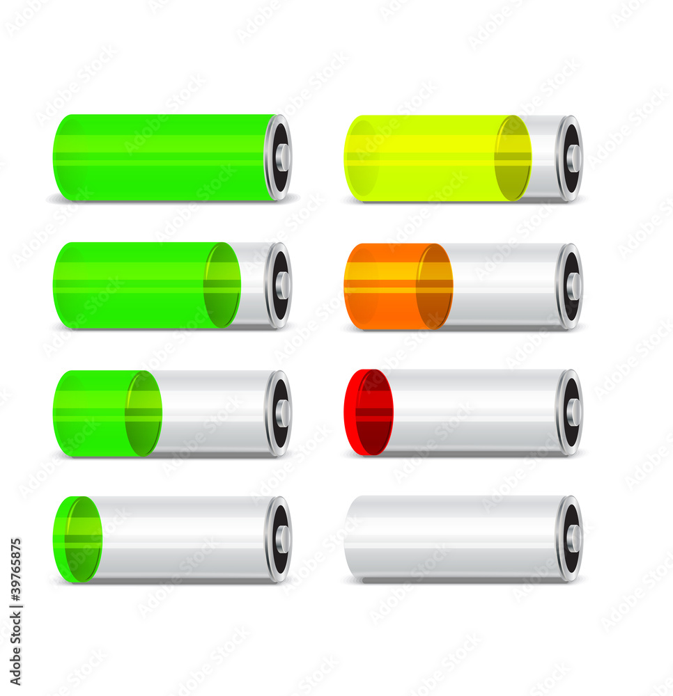 Aufkleber batteries with different level of charge.