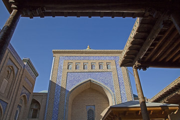 ancient courtyard of the madrasa in uzbekistan