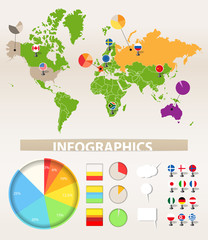 Infographics. Earth map and different chart