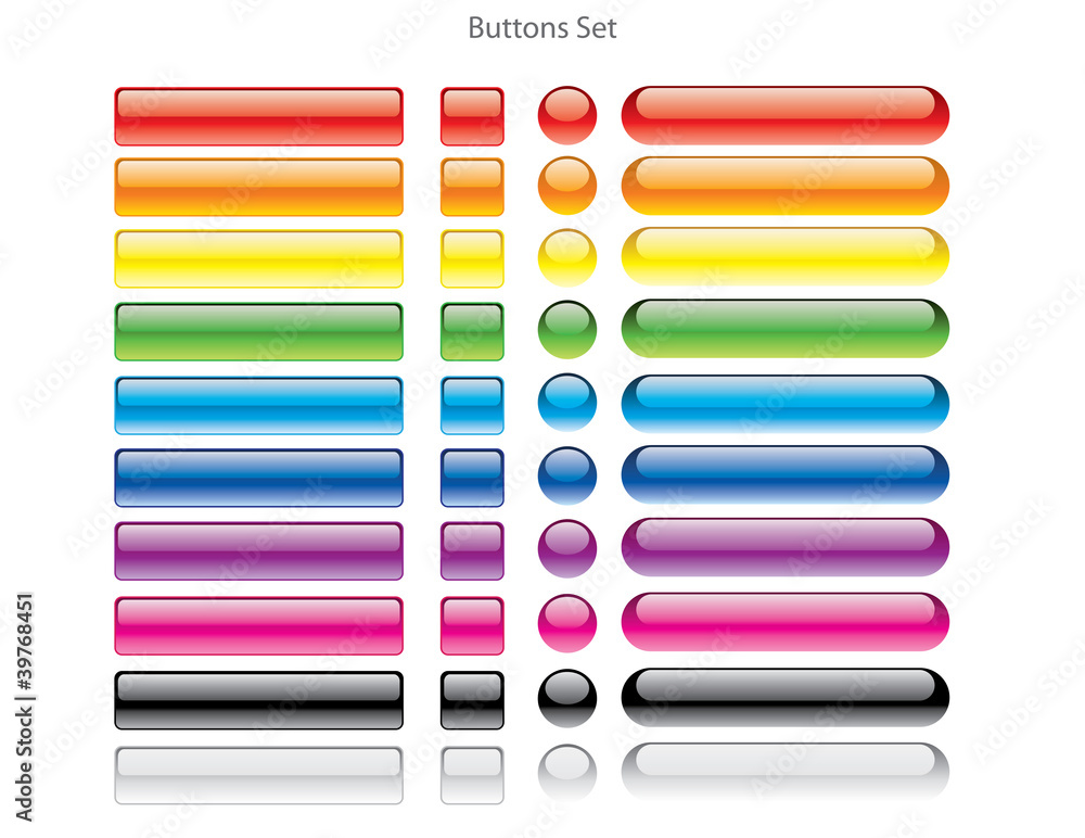 Wall mural set of colorful web buttons