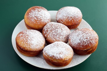 homemade sweet buns with sugar powder
