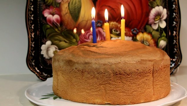 Third birthday cake. Three birthday candles