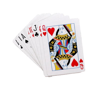 playing cards poker game on white background with clipping path