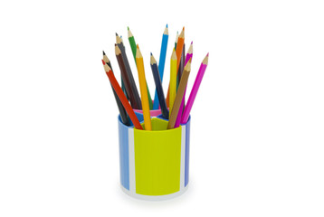 Various colour pencils isolated on the white