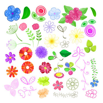 Set of Flower Elements