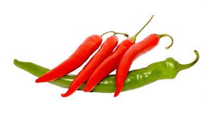 red pepper chile on green pepper
