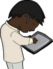 Man Using Tablet