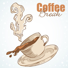 Hearts coffee cup greeting card