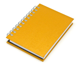 stack of ring binder book or yellow notebook