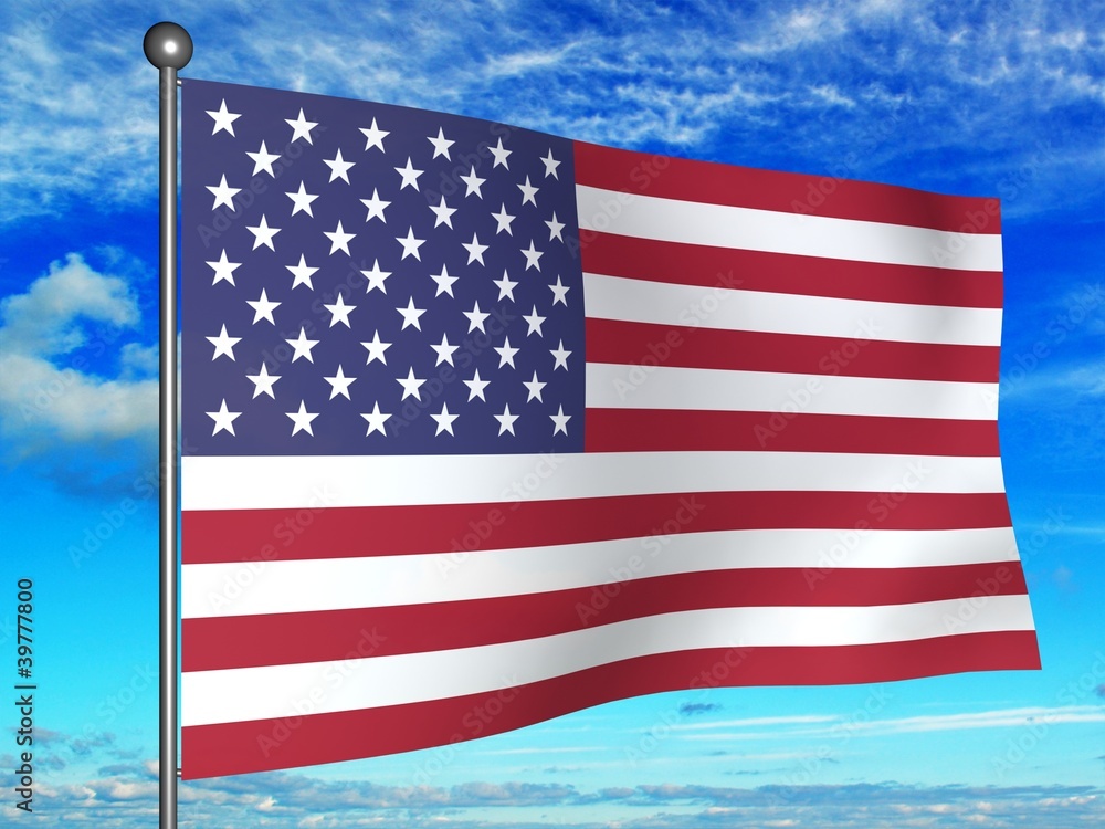 Wall mural flag of the united states against the sky