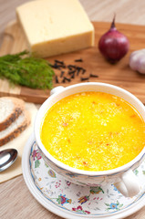A delicious cheese soup and dill