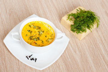 A delicious cheese soup and dill