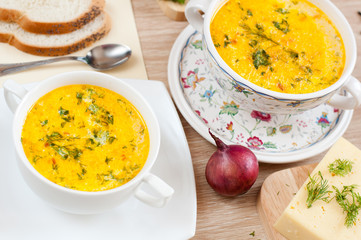 A delicious cheese soup and dill