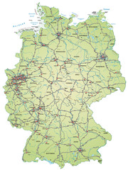 Landkarte von Deutschland mit Autobahnen