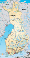 Fototapeta na wymiar Landkarte von Finnland mit Autobahnen