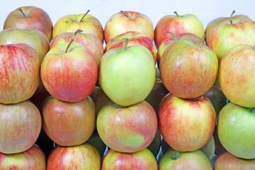 group of apples in a row