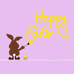 Obraz na płótnie Canvas Easter Bunny Paintbrush Yellow Colour 