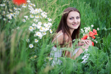Naklejka premium girl in grass