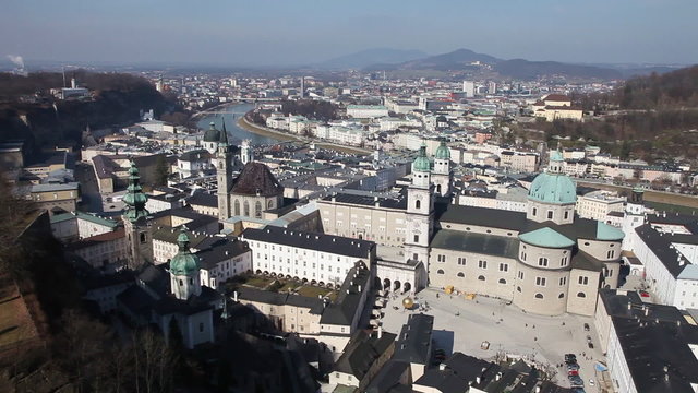 Panoramic view of Salzburg's Old Town, Austria