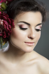 Fototapeta premium woman with flowers